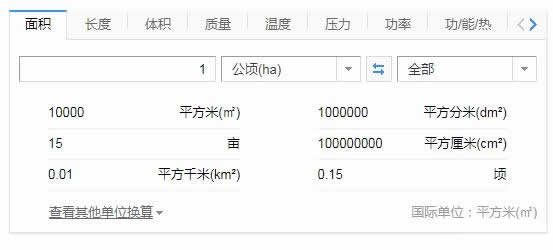 一公頃等于多少平方千米
