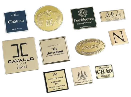 香薰蠟燭標牌玻璃瓶金屬標牌，凹凸立體LOGO香水禮盒包裝鋁標牌